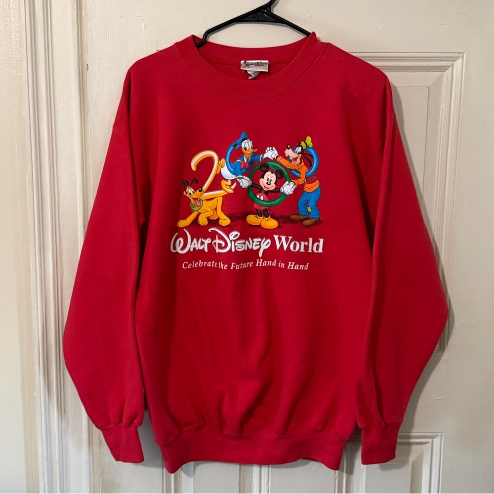 Vintage Walt Disney World “Celebrate the Future Hand in Hand” Red Sweatshirt